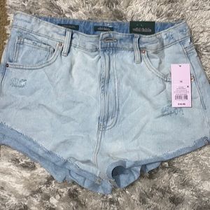 High rise womens light wash shorts distressed size 12
